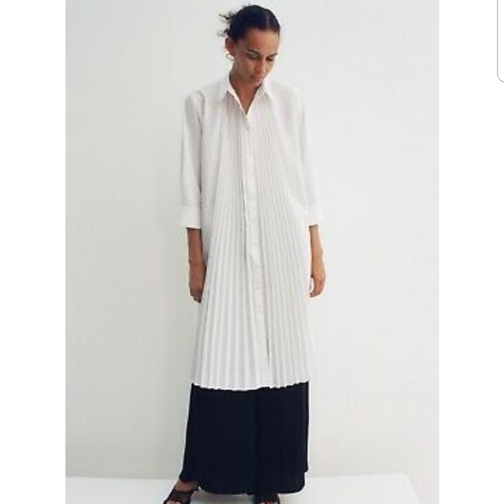 Zara white pleated dress